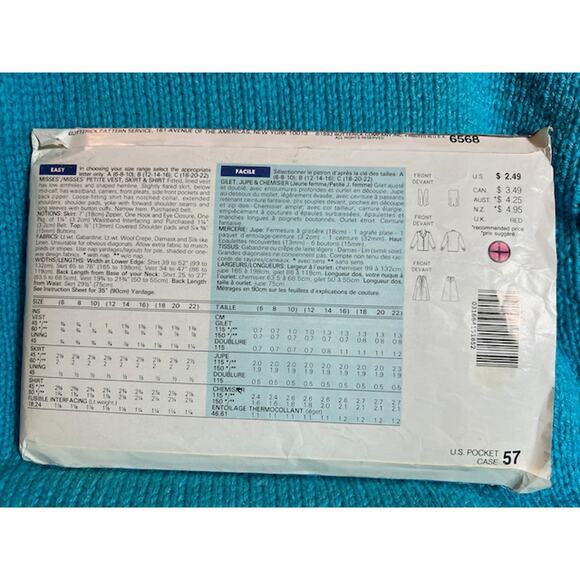 Butterick Sewing pattern 6568 blouse midi skirt vest - Picture 3 of 6